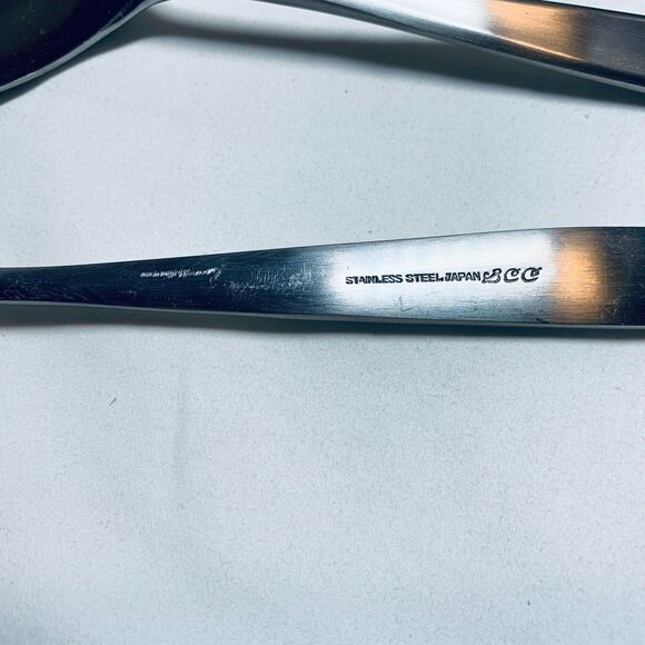 Vintage Serving Soup and Salad Spoons Mid Century Stainless Steel Japan Orig Box - Picture 3 of 3